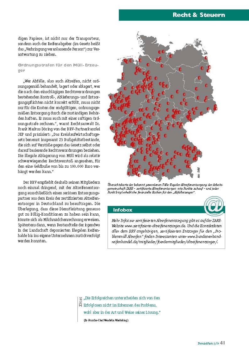 Altreifenentsorgung – legal oder illegal Trends&Facts 5/19