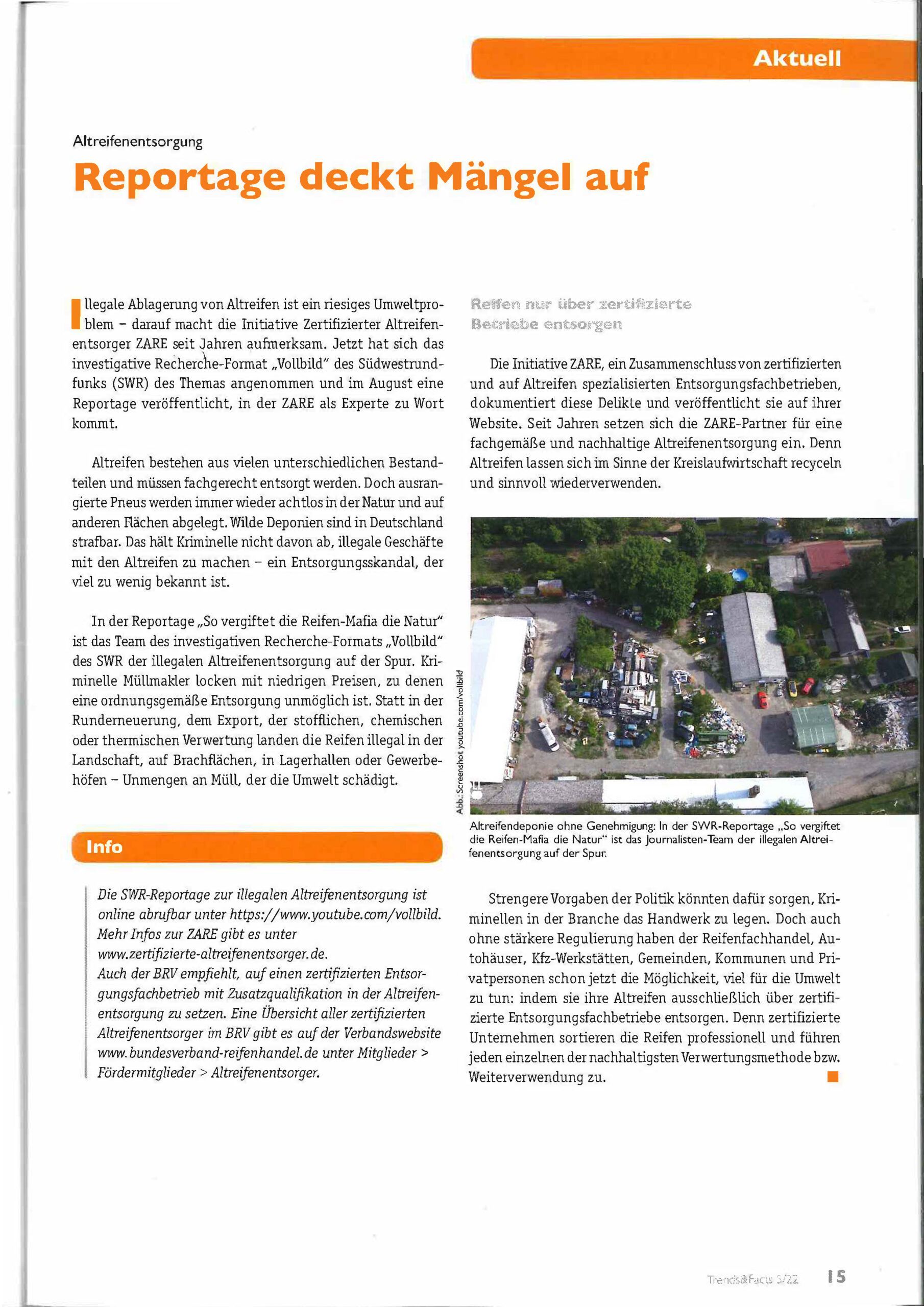 Altreifenentsorgung Reportage deckt Mängel auf