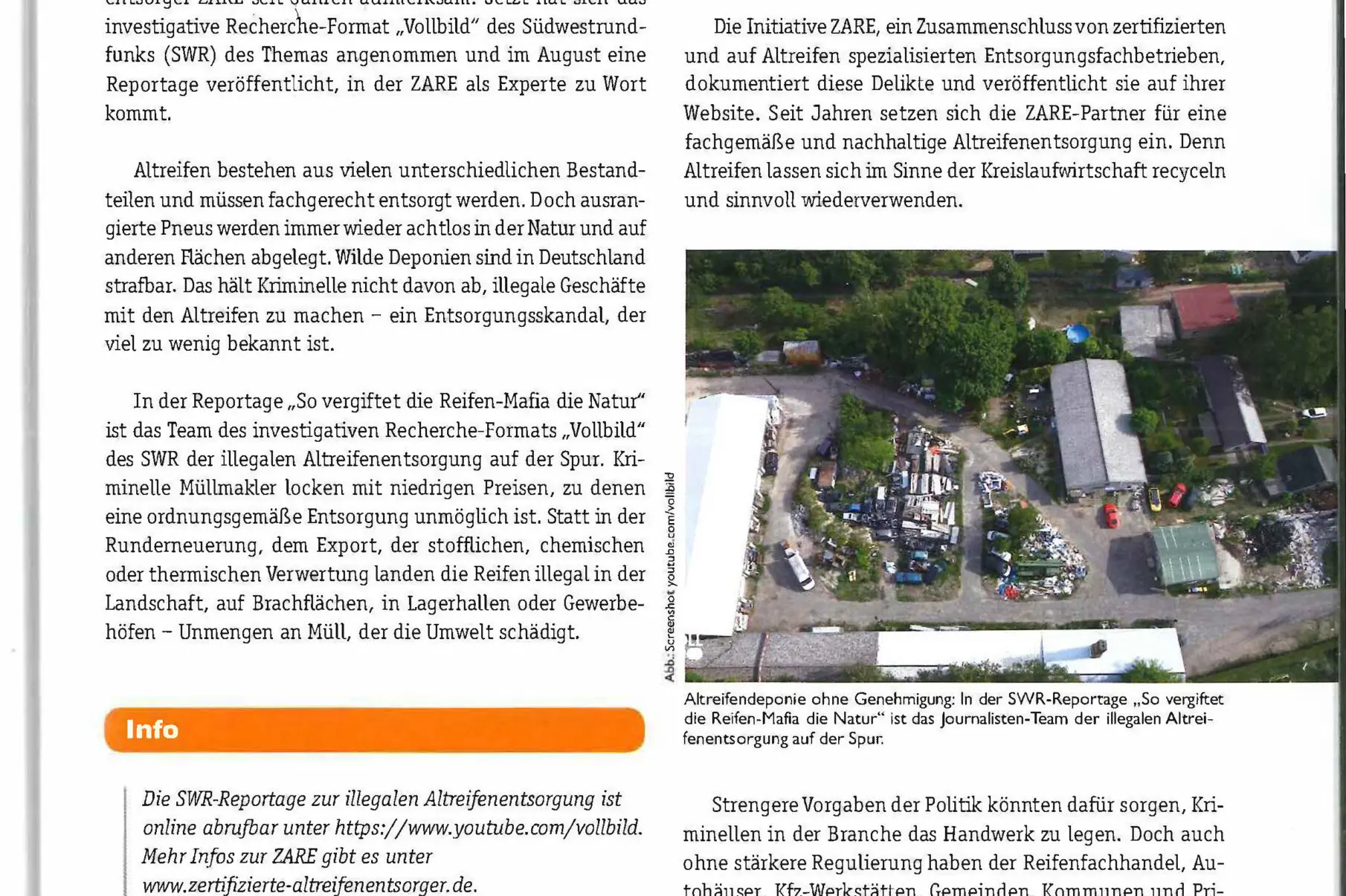 Altreifenentsorgung Reportage deckt Mängel auf